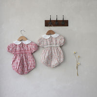 Load image into Gallery viewer, Baby Girls Flower Embroidered Print Rompers Wholesale 220530233
