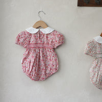 Load image into Gallery viewer, Baby Girls Flower Embroidered Print Rompers Wholesale 220530233
