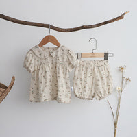 Load image into Gallery viewer, 2 Pieces Set Baby Kid Girls Flower Print Tops And Shorts Wholesale 220530248
