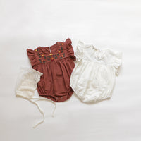 Load image into Gallery viewer, Baby Girls Embroidered Rompers Wholesale 220530251
