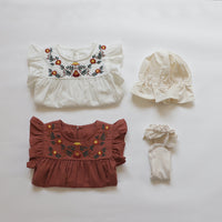 Load image into Gallery viewer, Baby Girls Embroidered Rompers Wholesale 220530251
