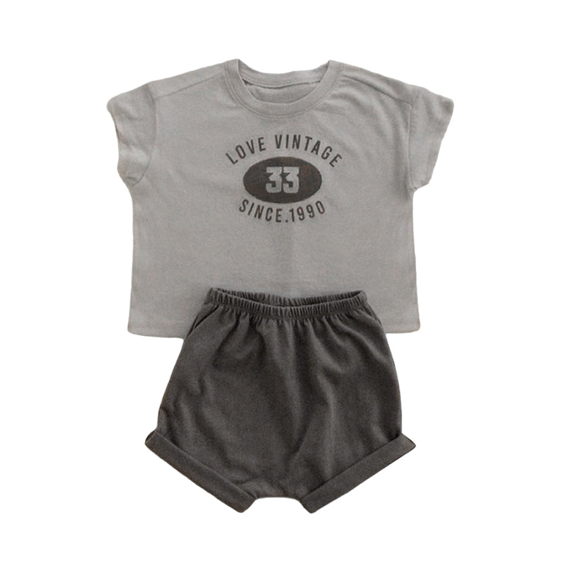 2 Pieces Set Baby Kid Unisex Letters Print T-Shirts And Solid Color Shorts Wholesale 220530253