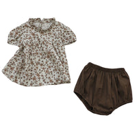 Load image into Gallery viewer, 2 Pieces Set Baby Girls Flower Print Tops And Solid Color Shorts Wholesale 220530256
