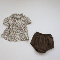 Load image into Gallery viewer, 2 Pieces Set Baby Girls Flower Print Tops And Solid Color Shorts Wholesale 220530256
