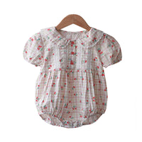Load image into Gallery viewer, Baby Girls Flower Checked Lace Print Rompers Wholesale 220530281
