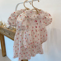 Load image into Gallery viewer, Baby Girls Flower Checked Lace Print Rompers Wholesale 220530281
