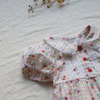 Load image into Gallery viewer, Baby Girls Flower Checked Lace Print Rompers Wholesale 220530281
