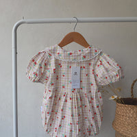 Load image into Gallery viewer, Baby Girls Flower Checked Lace Print Rompers Wholesale 220530281

