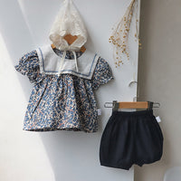 Load image into Gallery viewer, 2 Pieces Set Baby Kid Girls Flower Print Tops And Shorts Wholesale 220530290
