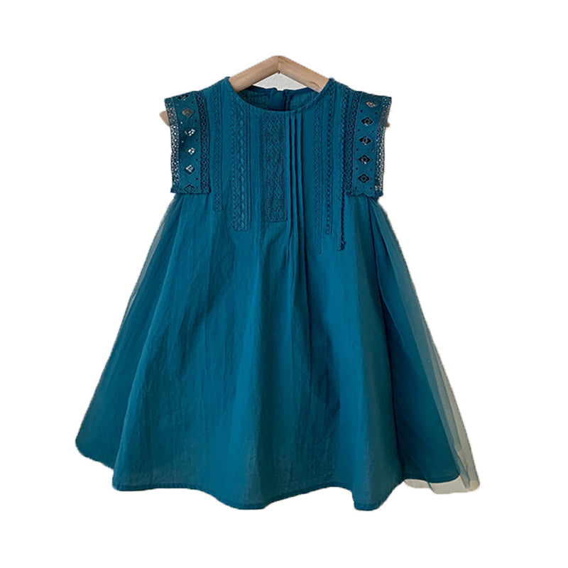 Baby Kid Girls Solid Color Lace Dresses Wholesale 220530310