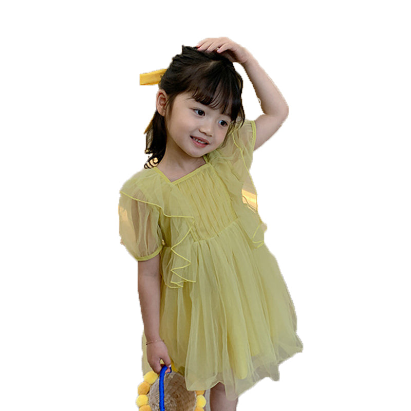 Baby Kid Girls Solid Color Dresses Wholesale 220530341