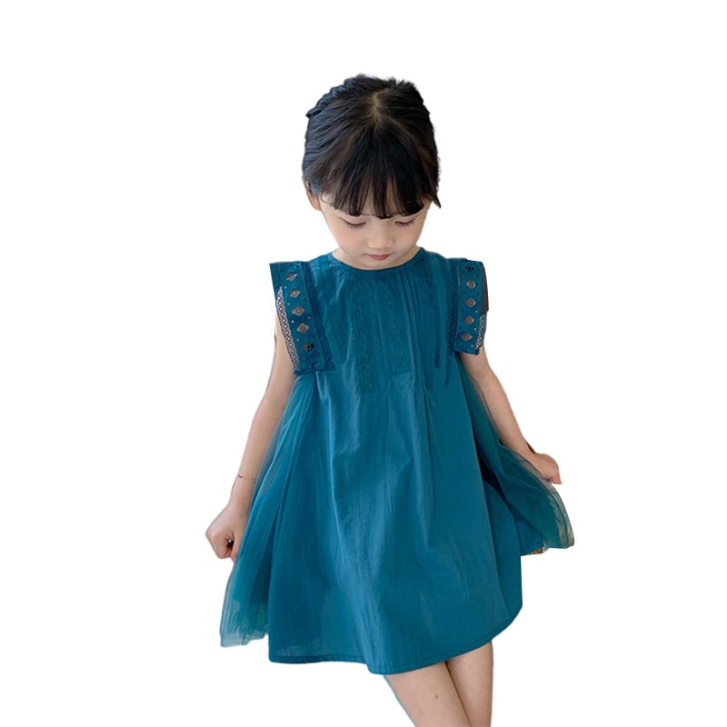 Kid Girls Solid Color Dresses Wholesale 220530342