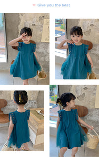 Load image into Gallery viewer, Kid Girls Solid Color Dresses Wholesale 220530342
