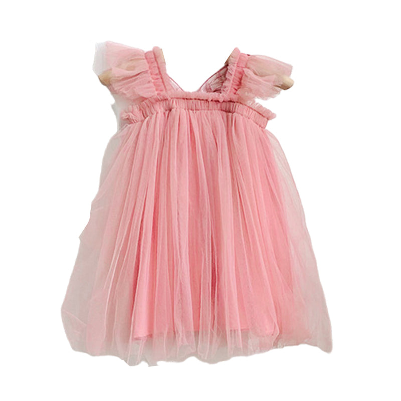 Baby Kid Girls Solid Color Butterfly Wings Dresses Wholesale 220530369