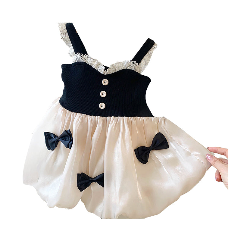 Kid Girls Bow Lace Dresses Wholesale 220530381