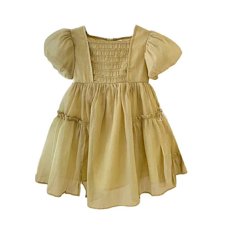 Baby Kid Girls Solid Color Bow Dresses Wholesale 220530407