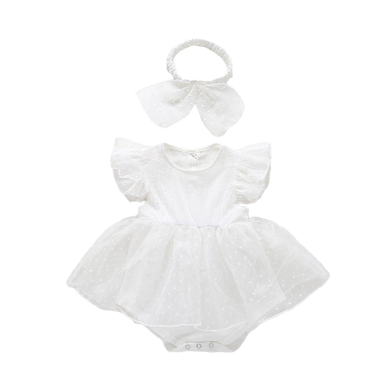Baby Girls Solid Color Rompers Wholesale 22053103