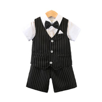 Load image into Gallery viewer, 3 Pieces Set Baby Kid Boys Birthday Party Bow Shirts Striped Vests Waistcoats And Shorts Wholesale 220531104

