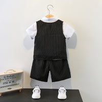 Load image into Gallery viewer, 3 Pieces Set Baby Kid Boys Birthday Party Bow Shirts Striped Vests Waistcoats And Shorts Wholesale 220531104

