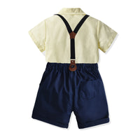 Load image into Gallery viewer, 2 Pieces Set Kid Boys Dressy Bow Shirts And Solid Color Shorts Suits Wholesale 220531118
