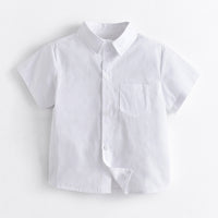 Load image into Gallery viewer, 2 Pieces Set Baby Kid Boys Dressy Solid Color Bow Shirts And Checked Shorts Suits Wholesale 220531121
