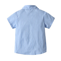 Load image into Gallery viewer, 2 Pieces Set Baby Kid Boys Dressy Striped Bow Shirts And Solid Color Shorts Suits Wholesale 220531123
