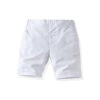 Load image into Gallery viewer, 2 Pieces Set Baby Kid Boys Dressy Striped Bow Shirts And Solid Color Shorts Suits Wholesale 220531123

