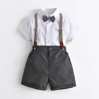 Load image into Gallery viewer, 2 Pieces Set Baby Kid Boys Dressy Bow Shirts And Solid Color Rompers Suits Wholesale 220531125
