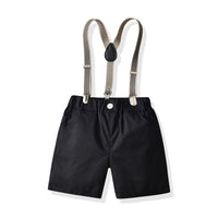 Load image into Gallery viewer, 2 Pieces Set Baby Kid Boys Dressy Checked Bow Shirts And Solid Color Rompers Suits Wholesale 220531130
