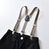 Load image into Gallery viewer, 2 Pieces Set Baby Kid Boys Dressy Checked Bow Shirts And Solid Color Rompers Suits Wholesale 220531130
