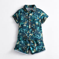 Load image into Gallery viewer, 2 Pieces Set Baby Kid Boys Flower Print Shirts And Shorts Wholesale 220531155
