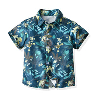 Load image into Gallery viewer, 2 Pieces Set Baby Kid Boys Flower Print Shirts And Shorts Wholesale 220531155
