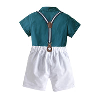 Load image into Gallery viewer, 2 Pieces Set Baby Kid Boys Birthday Party Solid Color Bow Shirts And Rompers Wholesale 220531157
