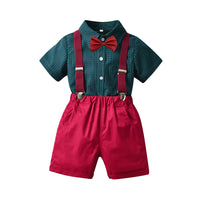 Load image into Gallery viewer, 2 Pieces Set Baby Kid Boys Dressy Checked Shirts And Solid Color Rompers Wholesale 220531171
