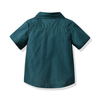 Load image into Gallery viewer, 2 Pieces Set Baby Kid Boys Dressy Checked Shirts And Solid Color Rompers Wholesale 220531171
