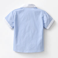 Load image into Gallery viewer, 2 Pieces Set Baby Kid Boys Striped Bow Print Shirts And Solid Color Shorts Wholesale 220531181
