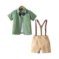Load image into Gallery viewer, 2 Pieces Set Baby Kid Boys Solid Color Bow Shirts And Shorts Wholesale 220531182
