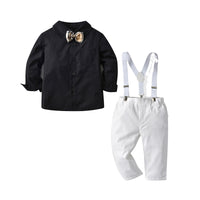 Load image into Gallery viewer, 2 Pieces Set Baby Kid Boys Solid Color Bow Shirts And Pants Wholesale 220531184
