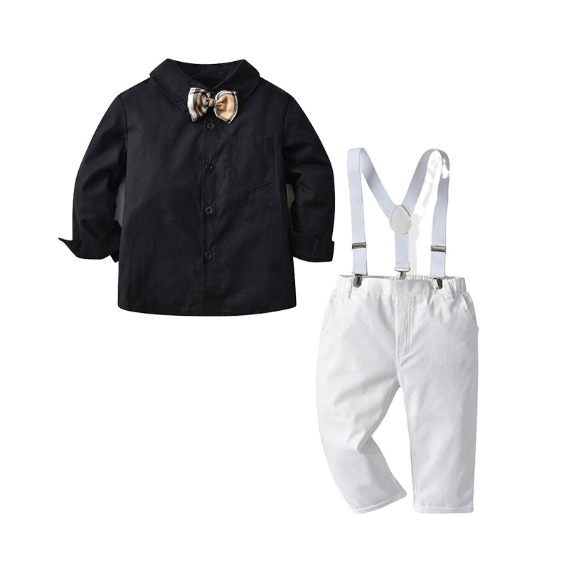2 Pieces Set Baby Kid Boys Solid Color Bow Shirts And Pants Wholesale 220531184