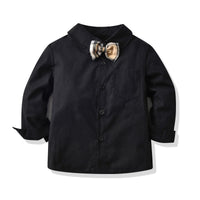Load image into Gallery viewer, 2 Pieces Set Baby Kid Boys Solid Color Bow Shirts And Pants Wholesale 220531184
