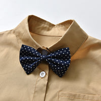 Load image into Gallery viewer, 2 Pieces Set Baby Kid Boys Dressy Solid Color Bow Shirts And Jumpsuits Wholesale 220531185
