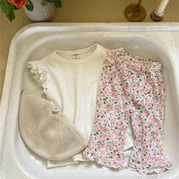 Load image into Gallery viewer, Baby Girls Solid Color Flower Print Pants Wholesale 22053119
