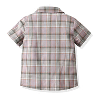 Load image into Gallery viewer, 2 Pieces Set Baby Kid Boys Dressy Checked Bow Shirts And Solid Color Rompers Wholesale 220531190
