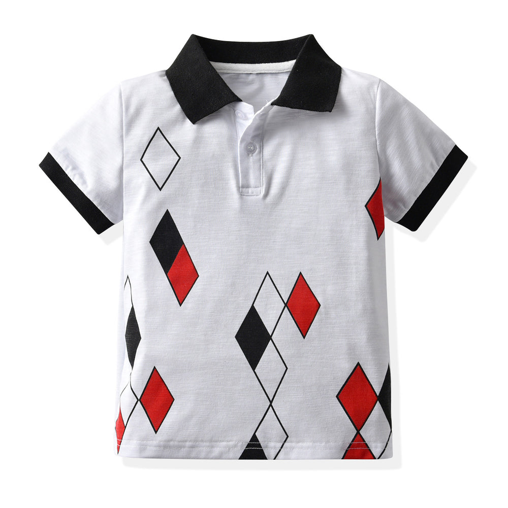 Kid Boys Color-blocking Print Polo Shirts Wholesale 220531192