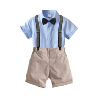 Load image into Gallery viewer, 2 Pieces Set Baby Kid Boys Dressy Bow Shirts And Solid Color Rompers Suits Wholesale 220531206
