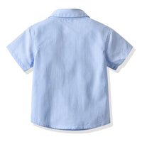 Load image into Gallery viewer, 2 Pieces Set Baby Kid Boys Dressy Bow Shirts And Solid Color Rompers Suits Wholesale 220531206
