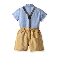 Load image into Gallery viewer, 2 Pieces Set Baby Kid Boys Dressy Striped Bow Shirts And Solid Color Rompers Suits Wholesale 220531214
