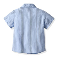 Load image into Gallery viewer, 2 Pieces Set Baby Kid Boys Dressy Striped Bow Shirts And Solid Color Rompers Suits Wholesale 220531214
