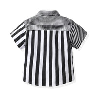 Load image into Gallery viewer, 2 Pieces Set Baby Kid Boys Dressy Striped Bow Shirts And Solid Color Rompers Suits Wholesale 220531215
