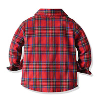 Load image into Gallery viewer, 2 Pieces Set Baby Kid Boys Birthday Party Checked Bow Shirts And Ripped Jumpsuits Wholesale 220531233
